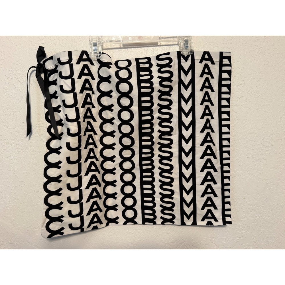 Marc Jacobs Monogram Logo Canvas Drawstring Dust Bag White Black Pouch